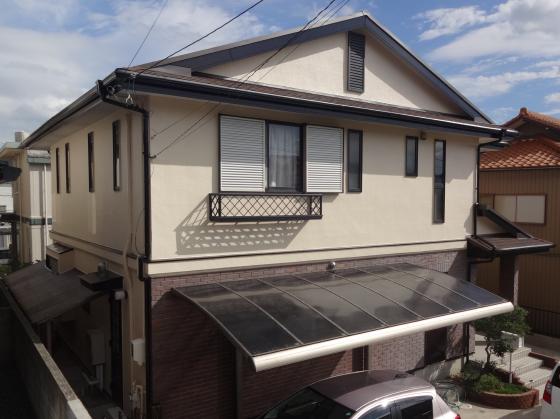 三井ホーム施工のお住まい　外壁塗装　屋根カバー工法　シリコン塗料施工事例　豊田市