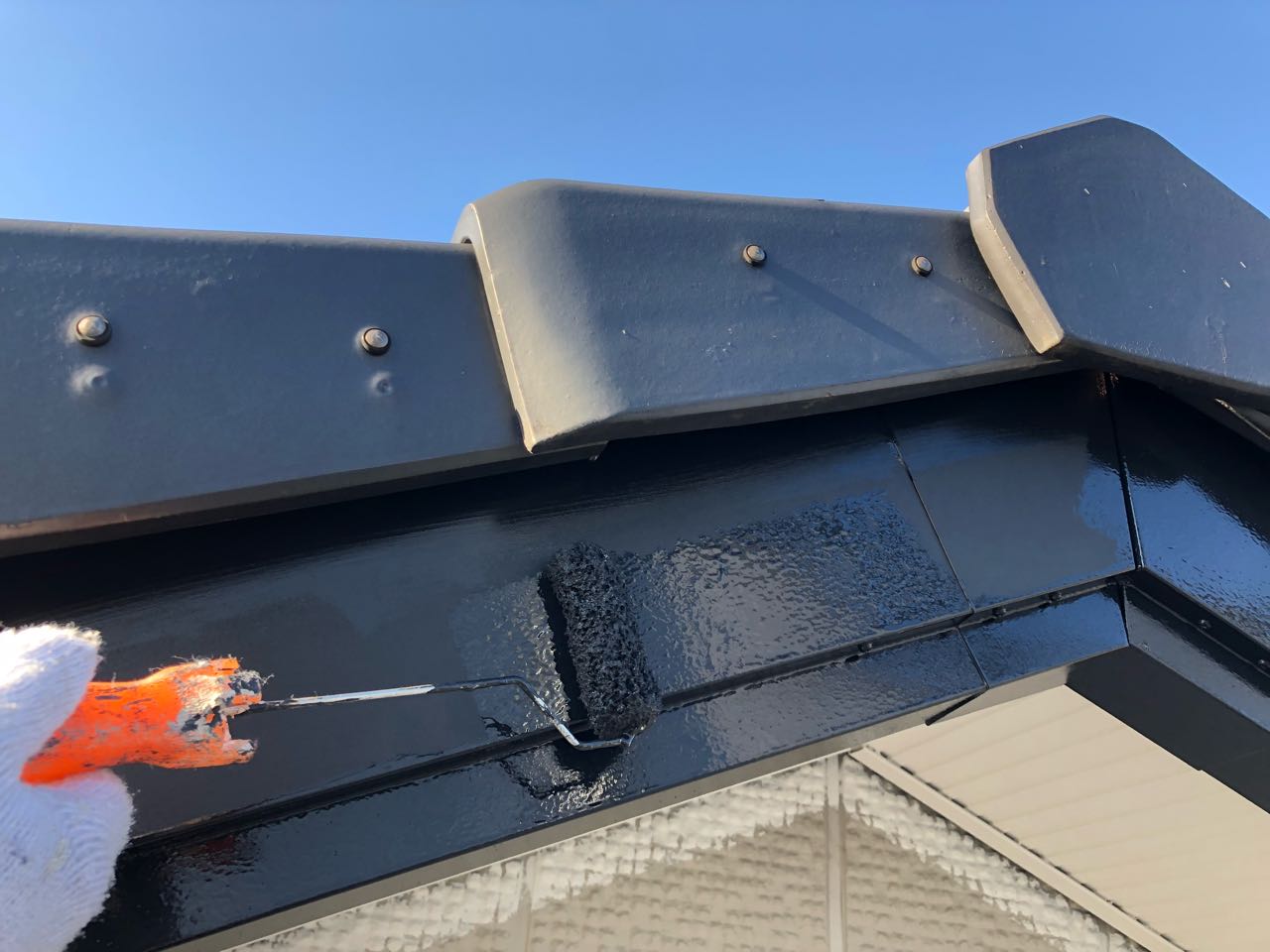 【破風・鼻隠し塗装】下塗り