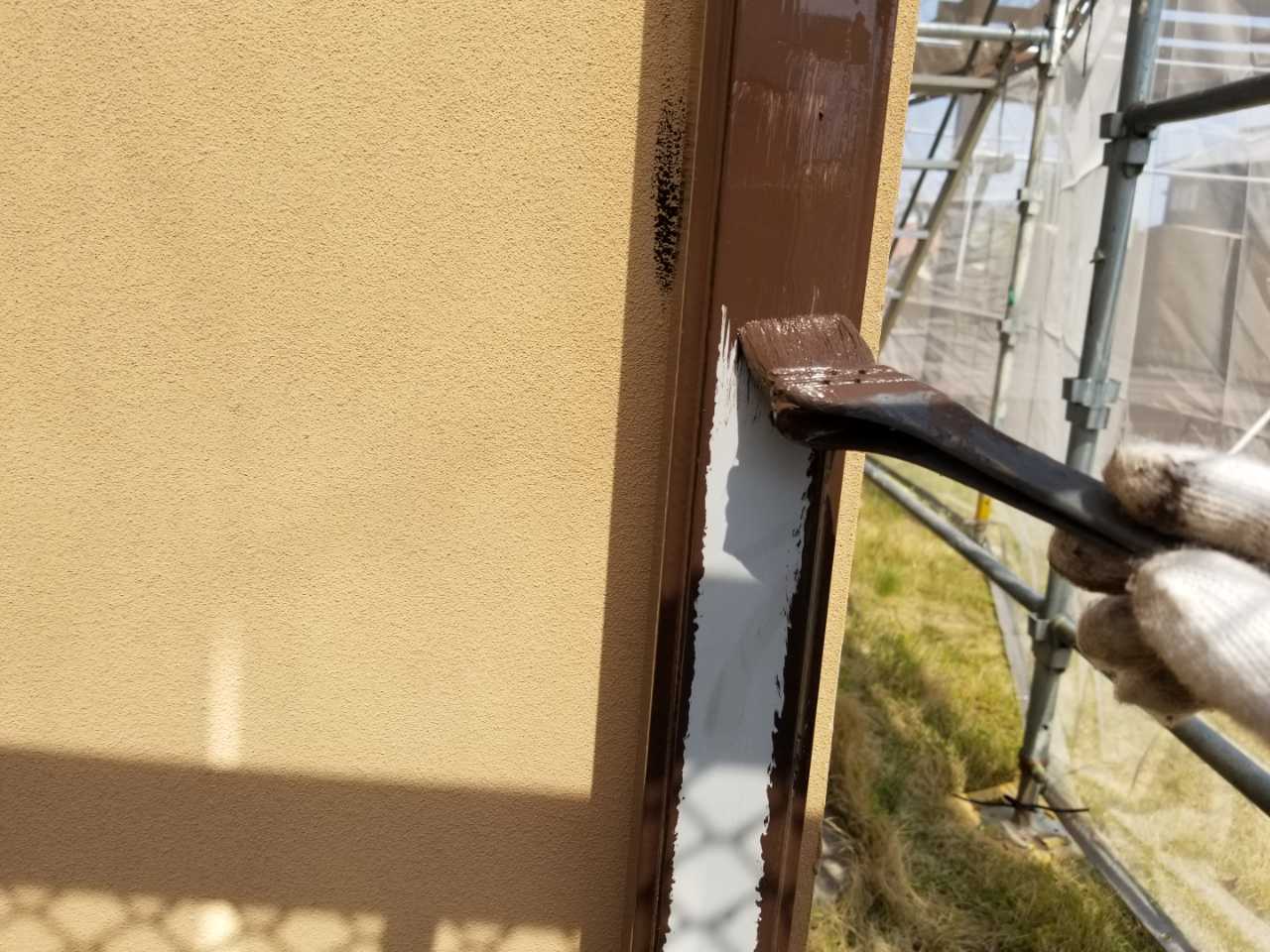 【雨樋塗装】下塗り