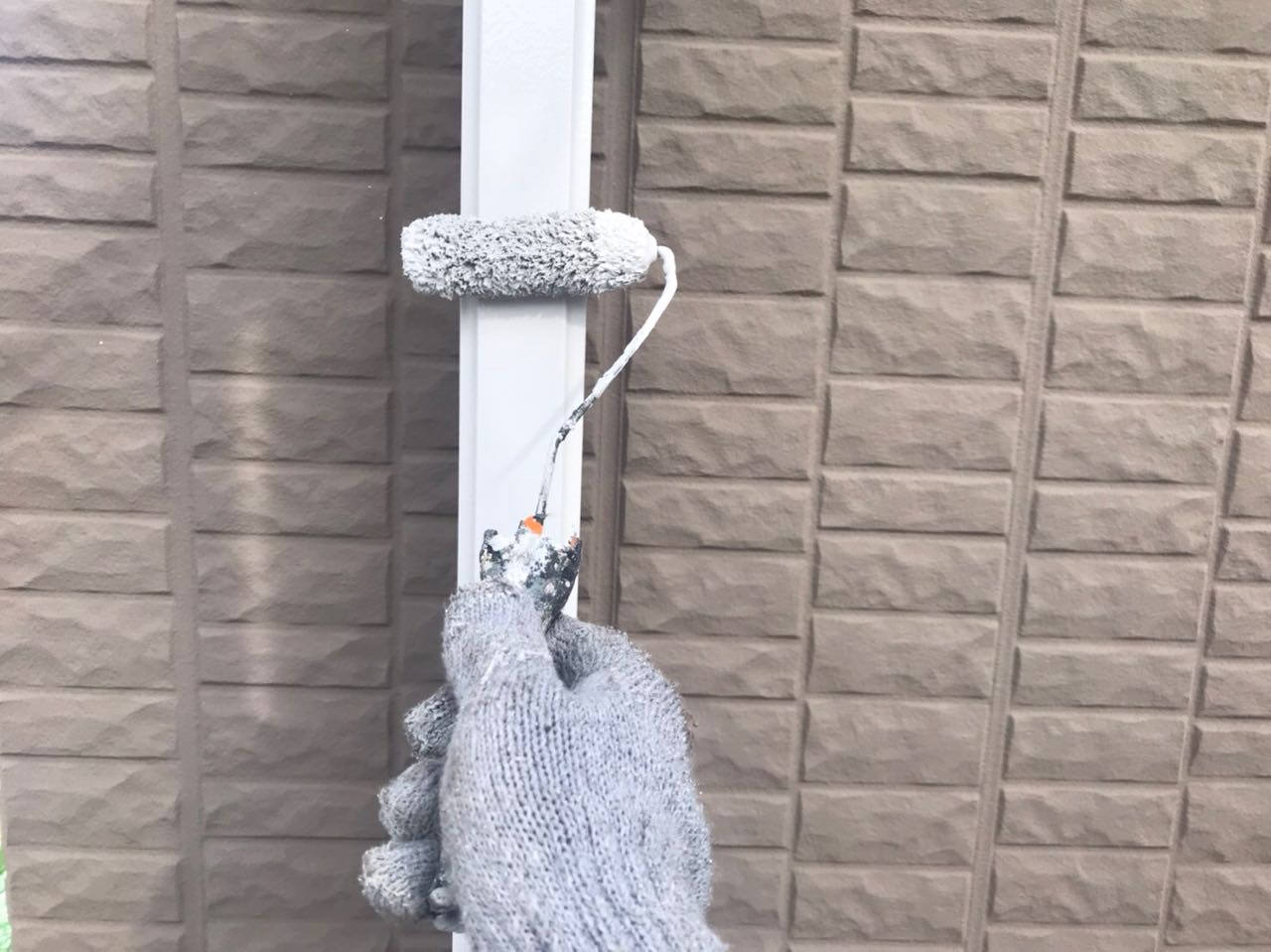 【雨樋塗装】上塗り