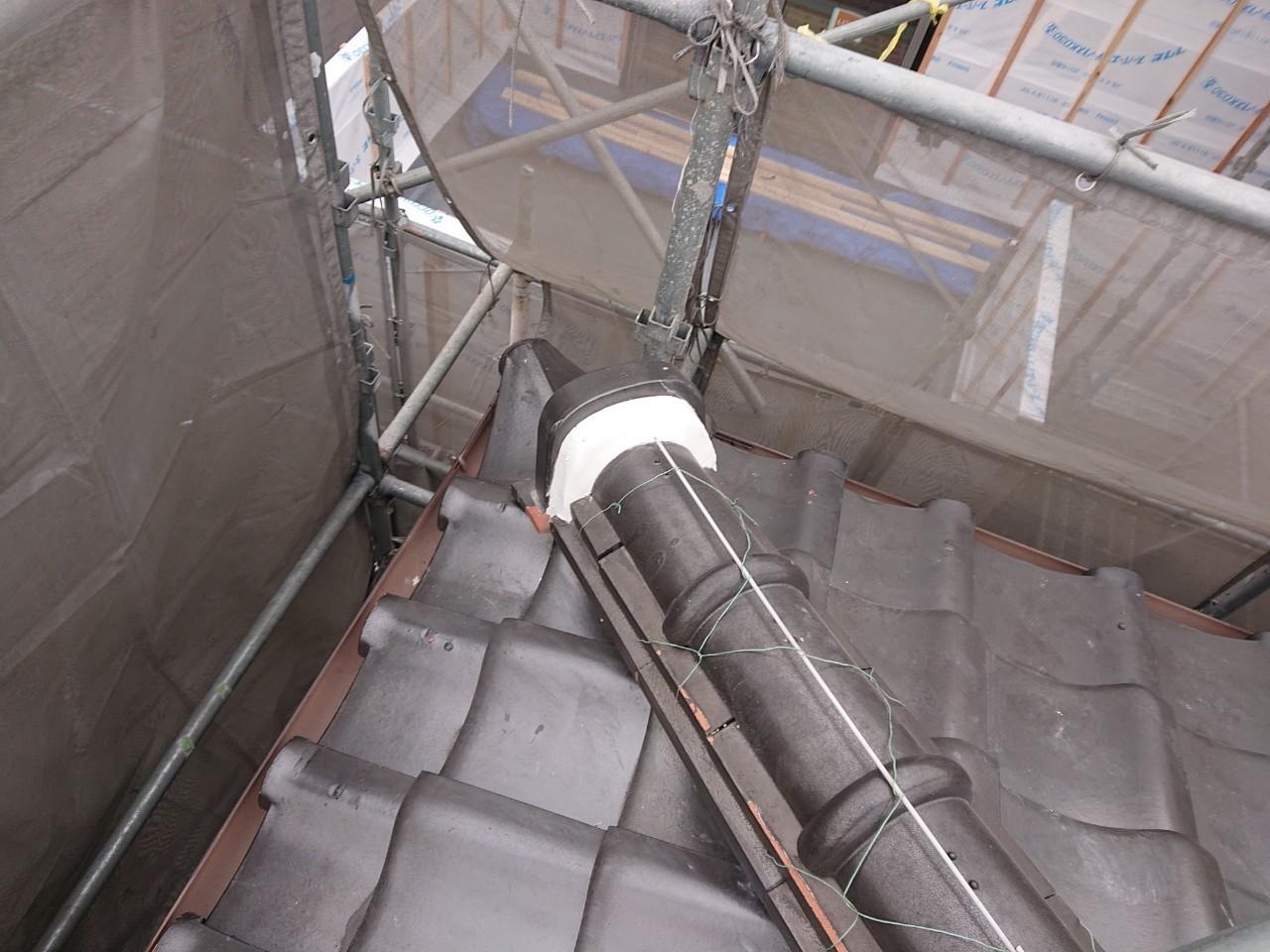 【漆喰工事】鬼瓦完了