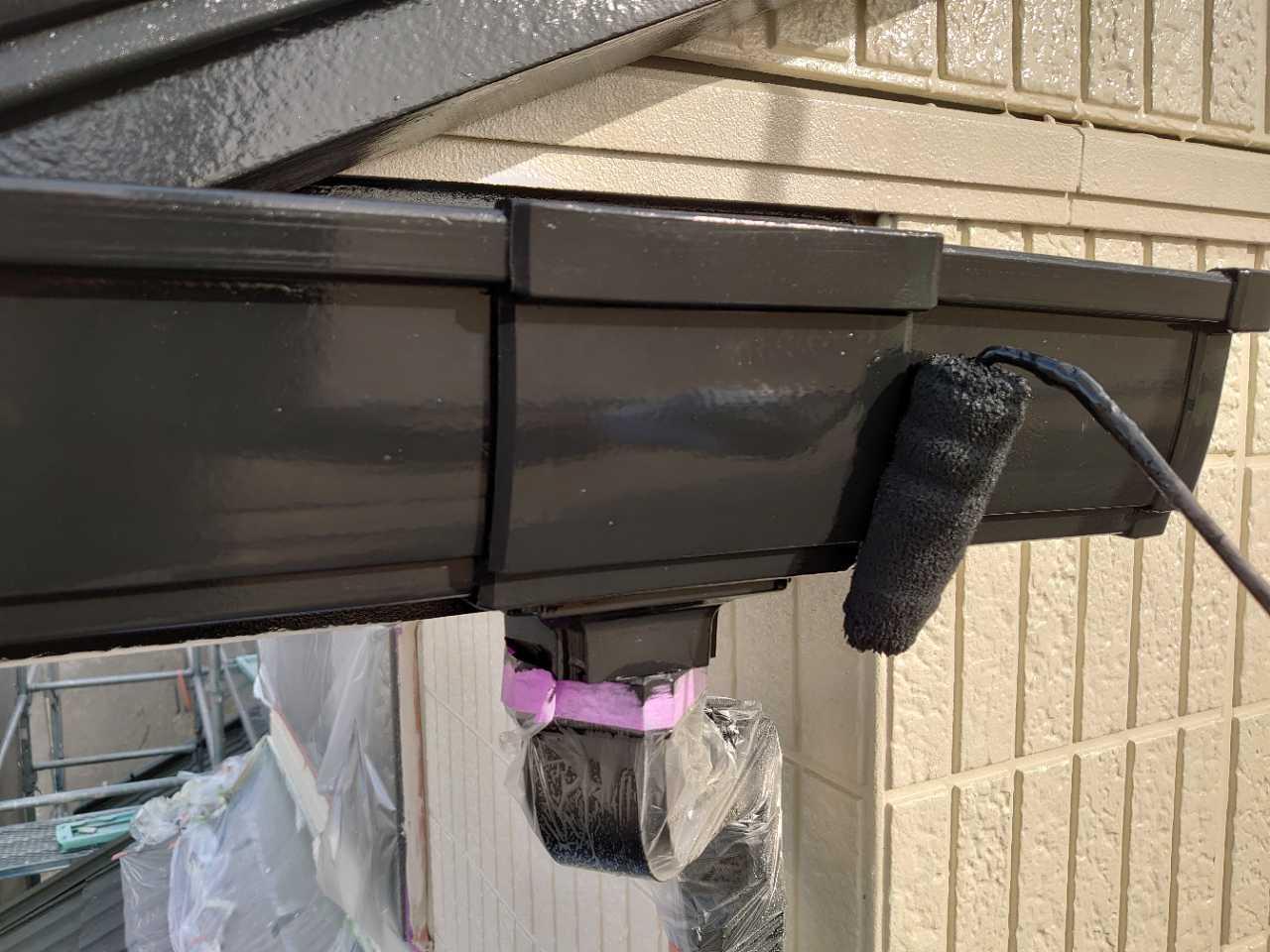 【雨樋塗装】上塗り