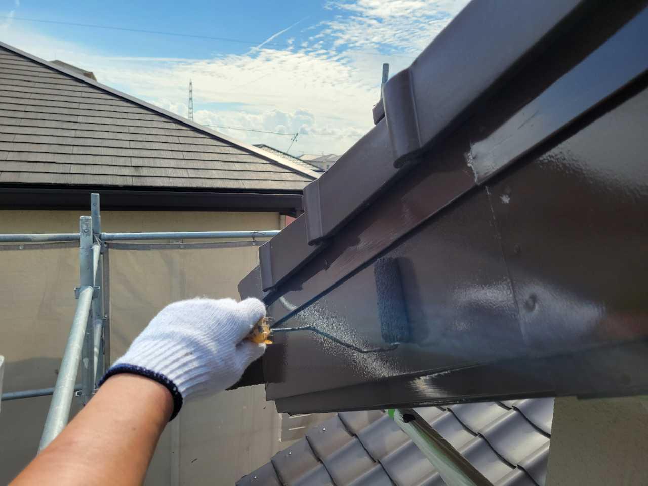 【破風・鼻隠し塗装】上塗り