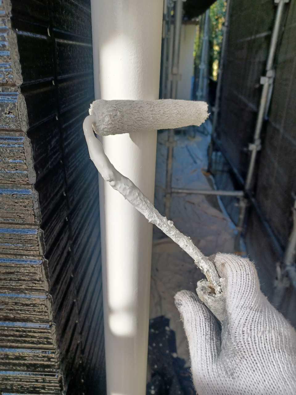 【雨樋塗装】上塗り