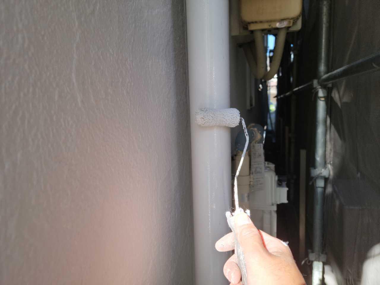 【雨樋塗装】上塗り