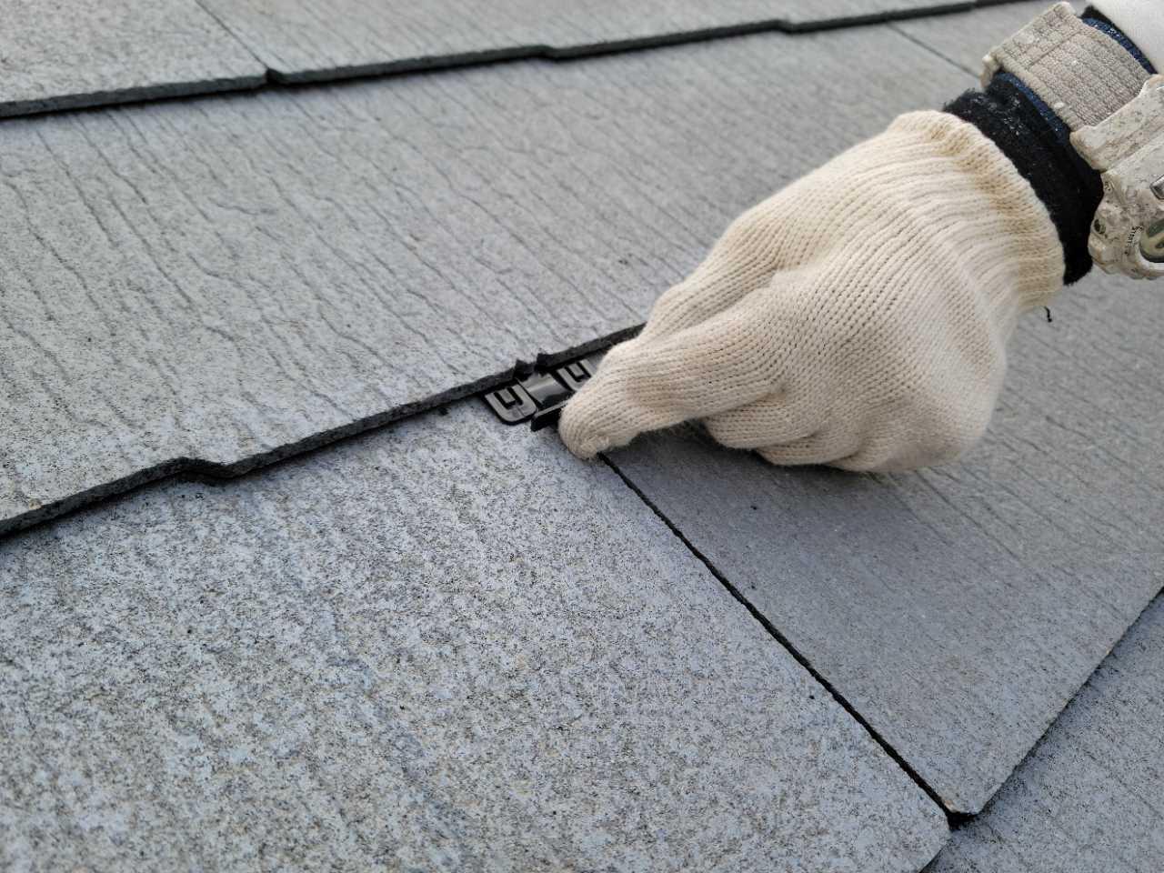 【屋根塗装】タスペーサー挿入