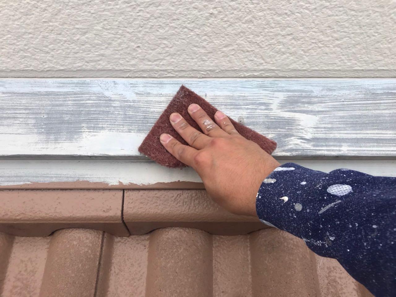 【屋根棟板金塗装】ケレン作業