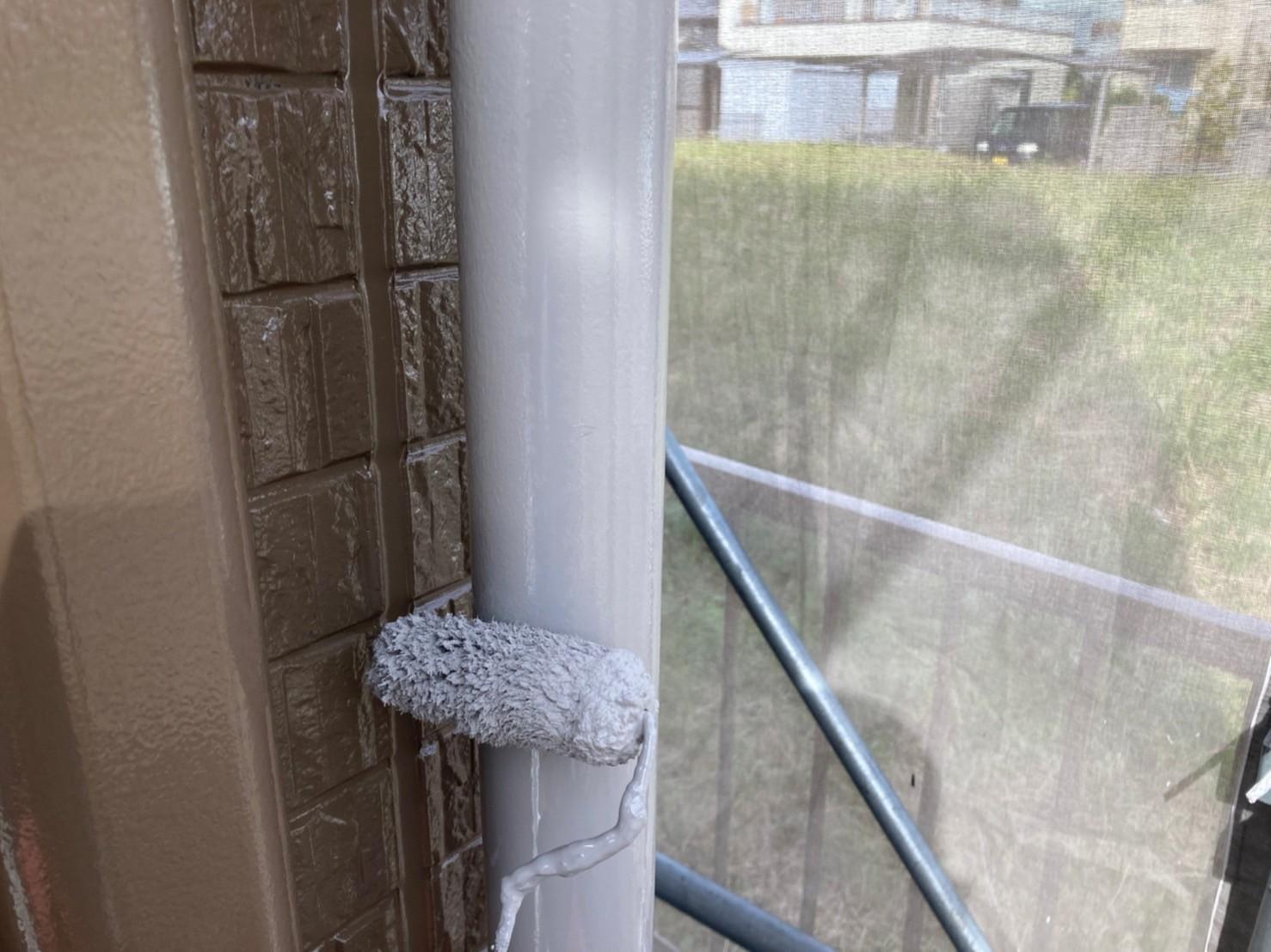 【雨樋塗装】上塗り