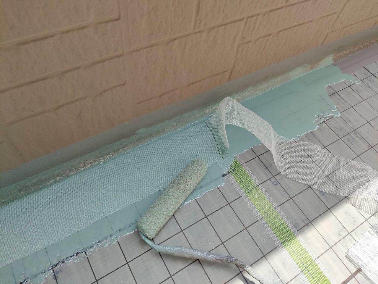 【防水工事】メッシュ貼り