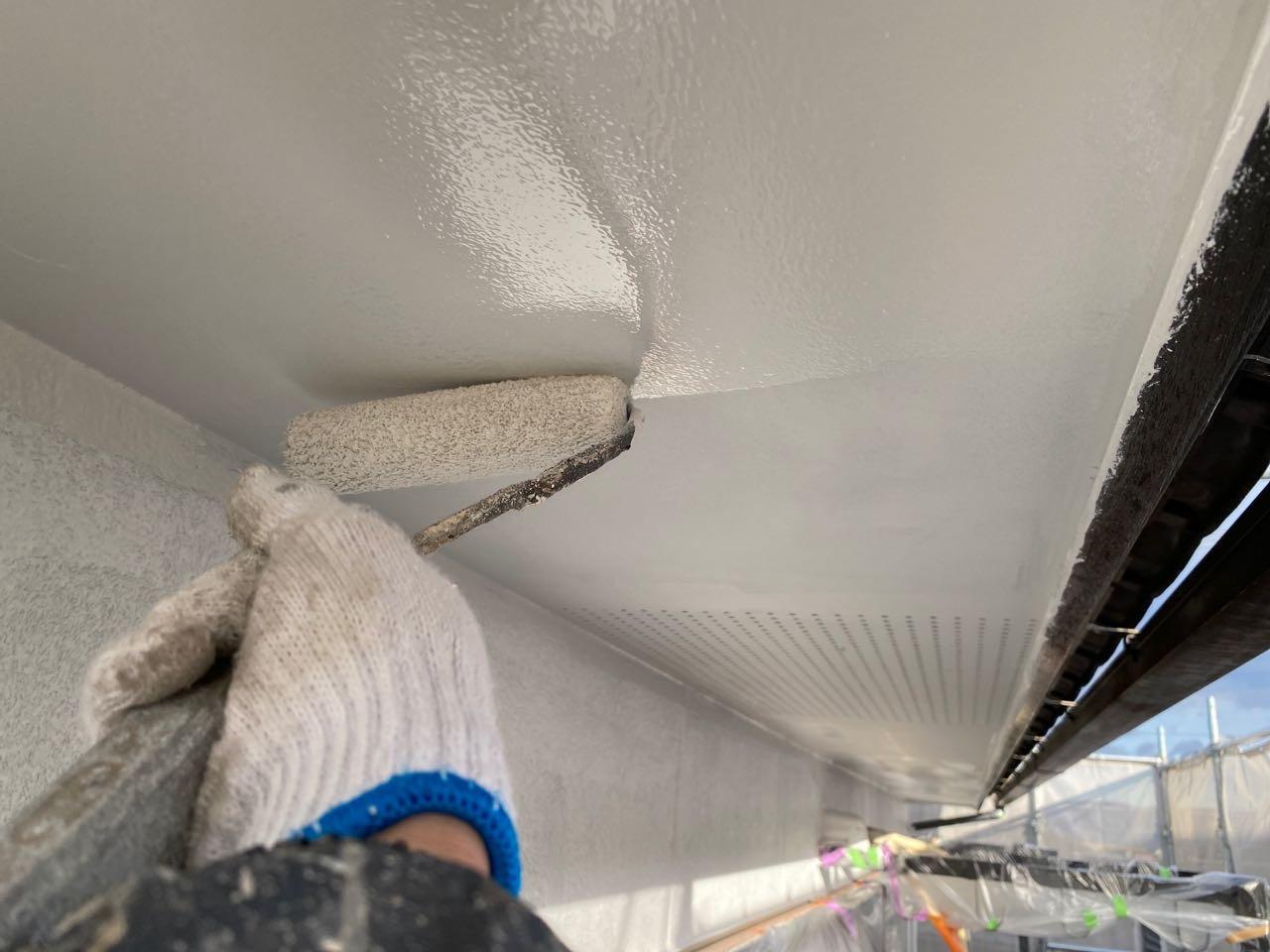 【軒天塗装】上塗り