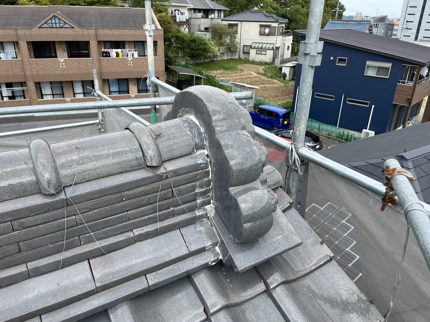 【漆喰工事】大棟施工前