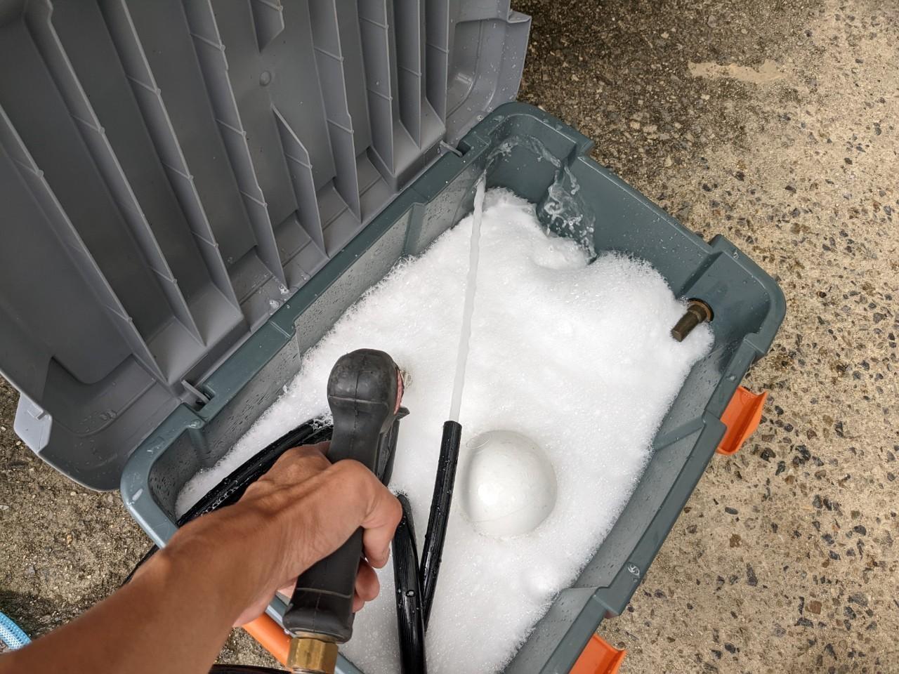 【バイオ洗剤準備】洗浄液攪拌