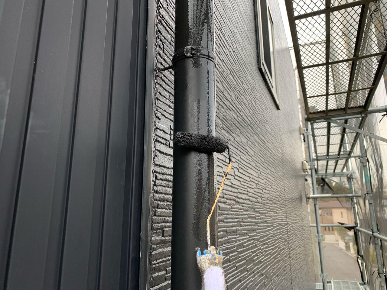 【雨樋塗装】上塗り
